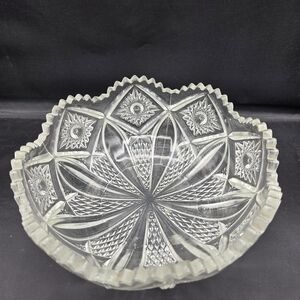 Intricate Clear Glass Serving Bowl